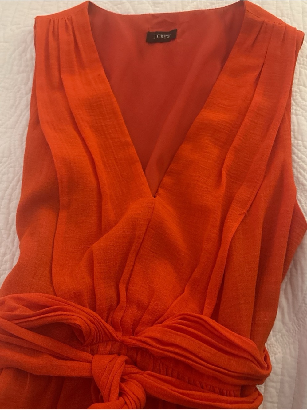 J. Crew One-Shoulder Orange Tie-Waist Dress